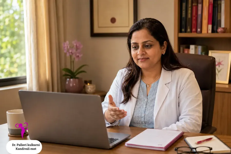 Dr. Pallavi Kulkarni in a video consultation with an overseas patient from her Mumbai clinic.