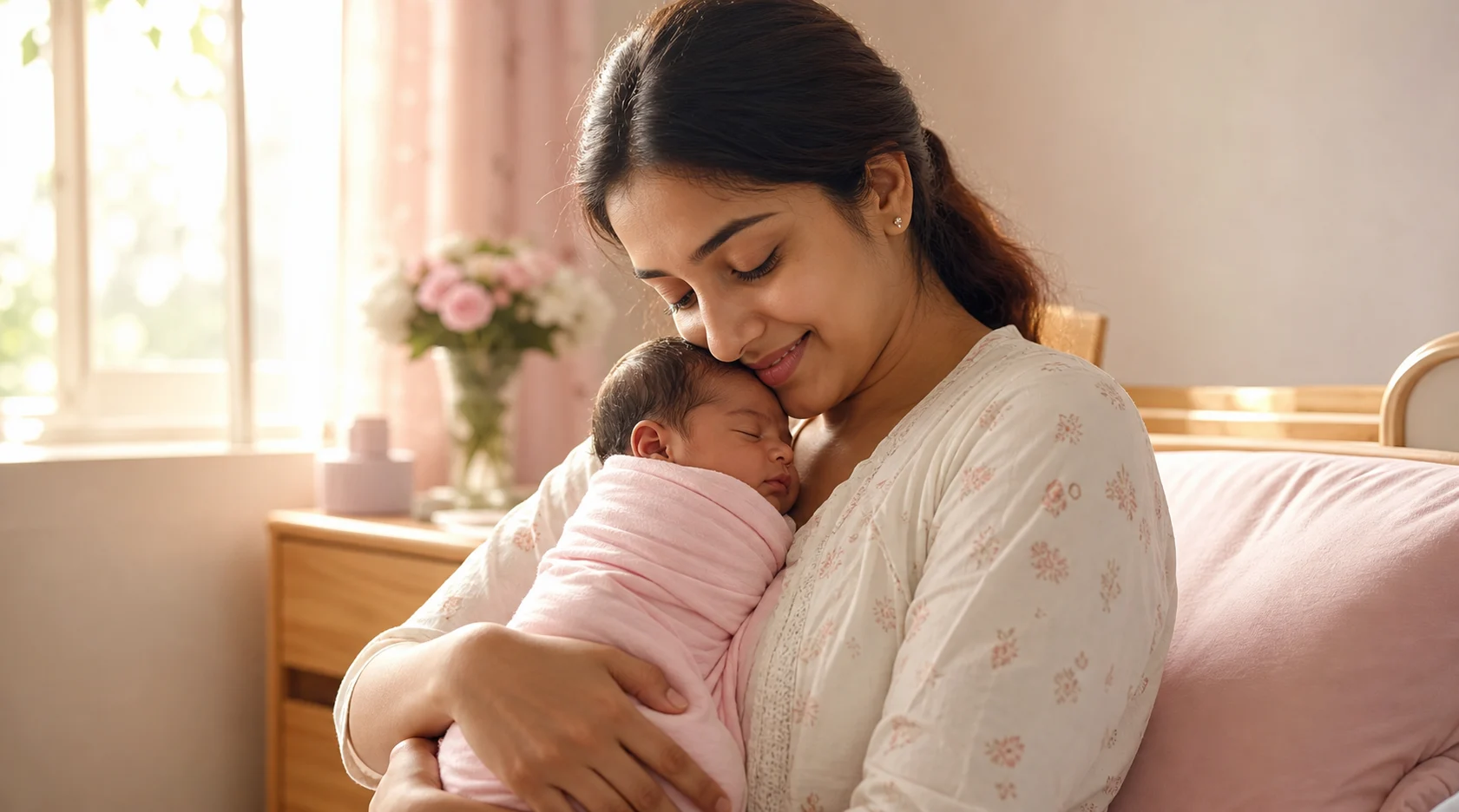 Happy mother and newborn after pregnancy care at Aarogya Women's Clinic